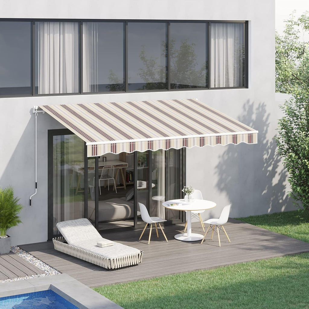 Red Manual Retractable Patio Awning with Canopy V92931