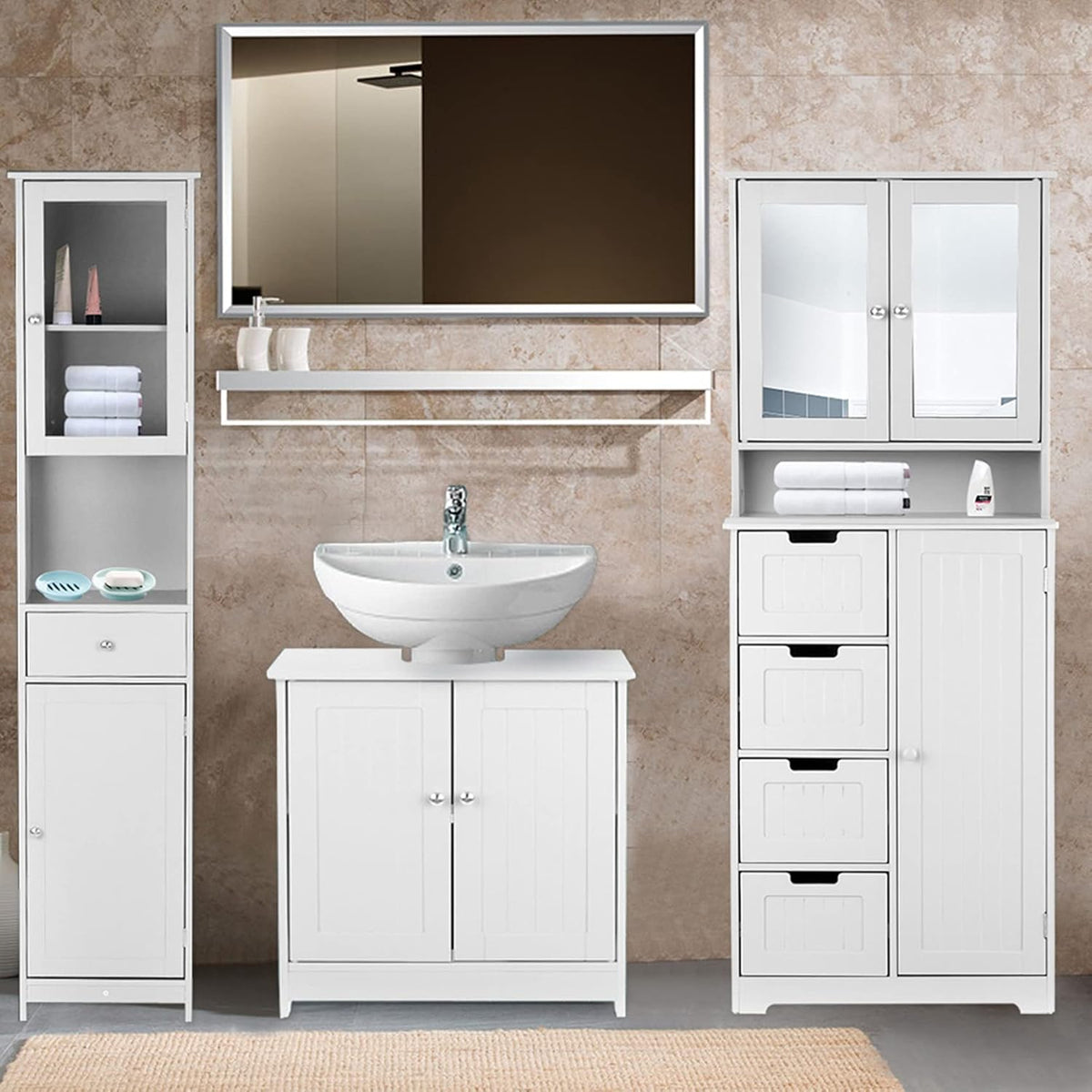 Wall Mount Cabinet with Glass Doors & Shelves Q373535