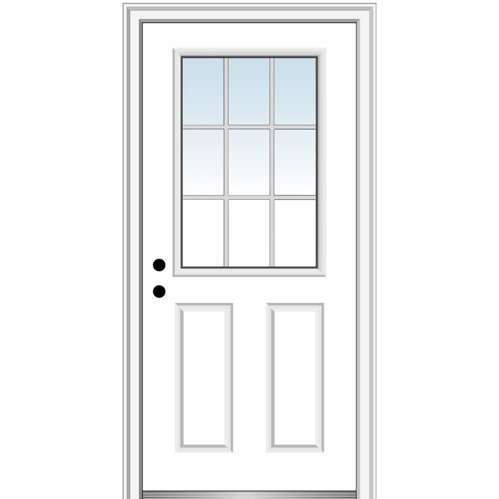Primed Fiberglass 1/2 Lite 2-Panel Prehung Entry Door 36" x 80" C600