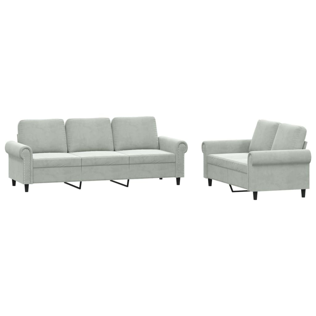 Light Gray Velvet 2 Piece Sofa Set W9261