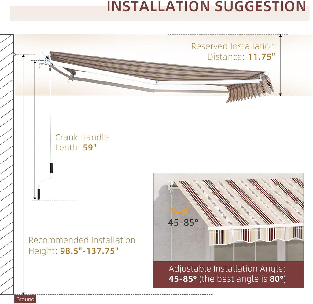 Red Manual Retractable Patio Awning with Canopy V92931