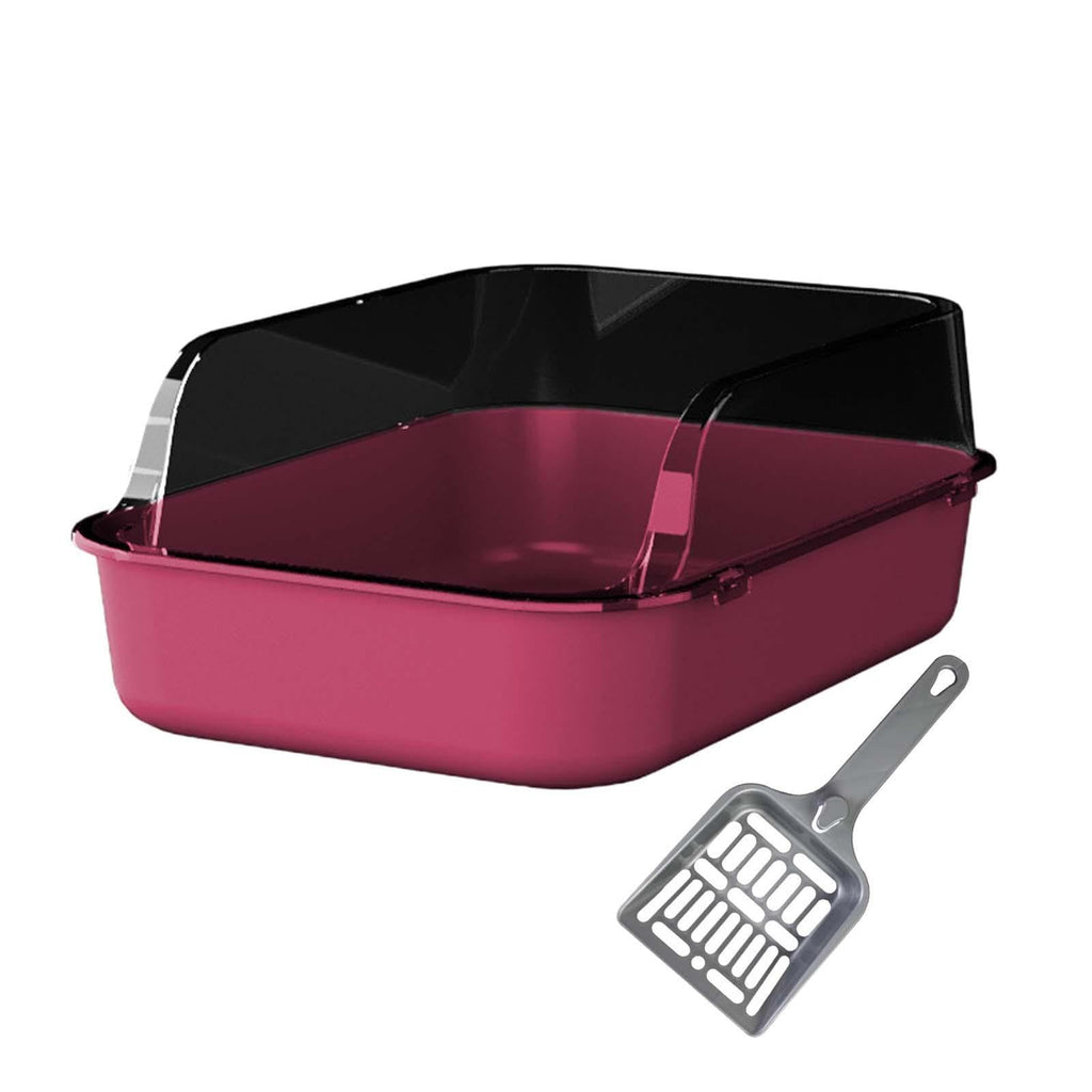 Open Top Sifting Litter Box High Sided Portable Semi Enclosed Pink K676