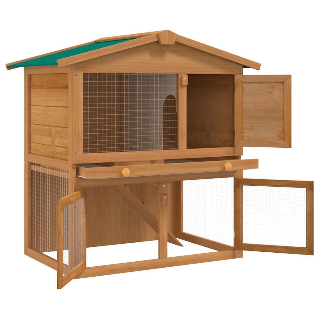 2-Tier Outdoor Rabbit Hutch with Wood Frame and Ramp U613490
