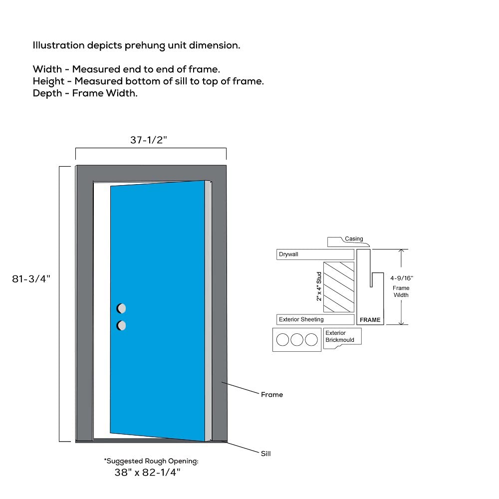 Primed Fiberglass 1/2 Lite 2-Panel Prehung Entry Door 36" x 80" C600