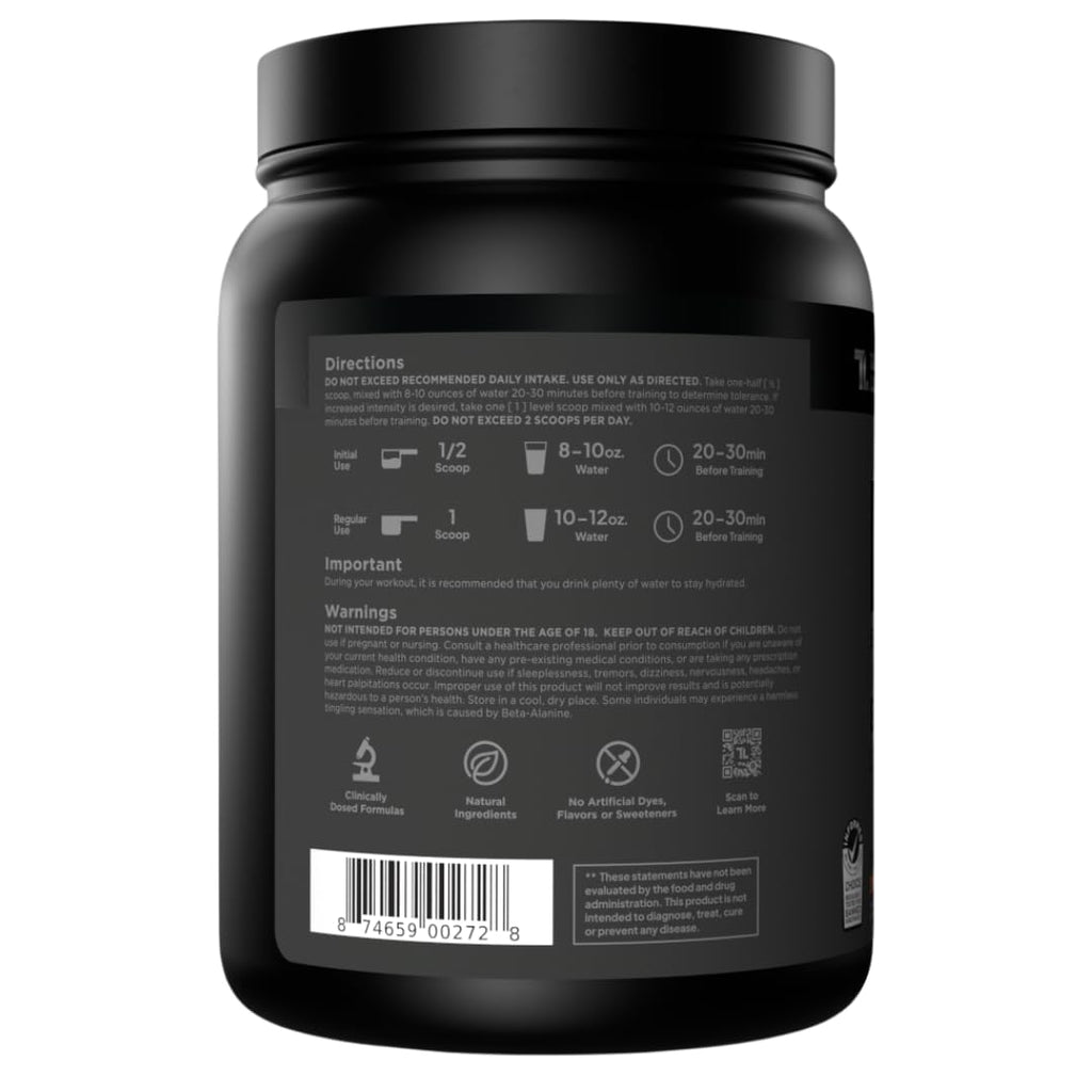 Sugar Free Pre Workout with Beta Alanine, Citrulline Malate & Caffeine, 30 Servings W81391