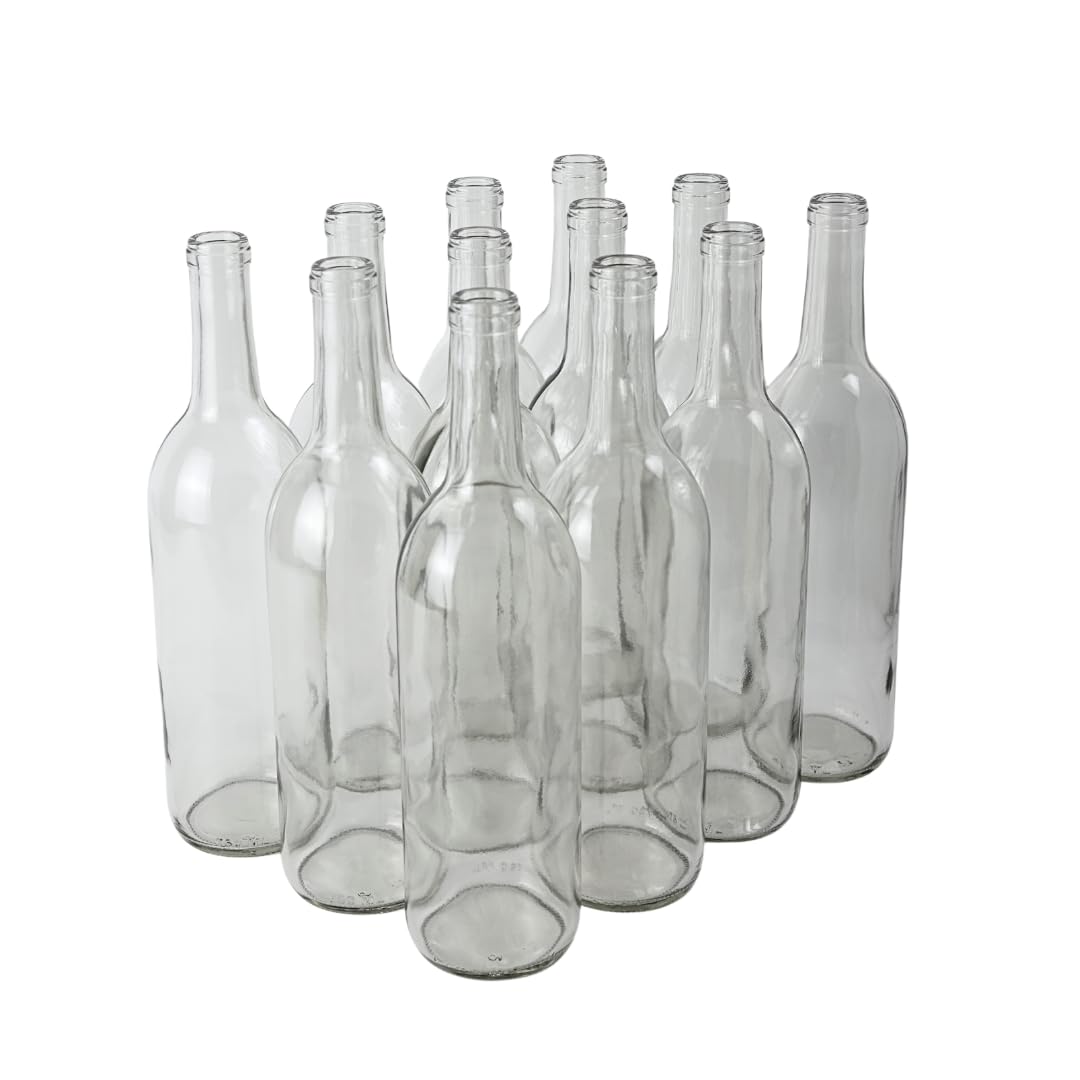 750ml Clear Glass Wine Bottles 12-Bottle Case Q3011