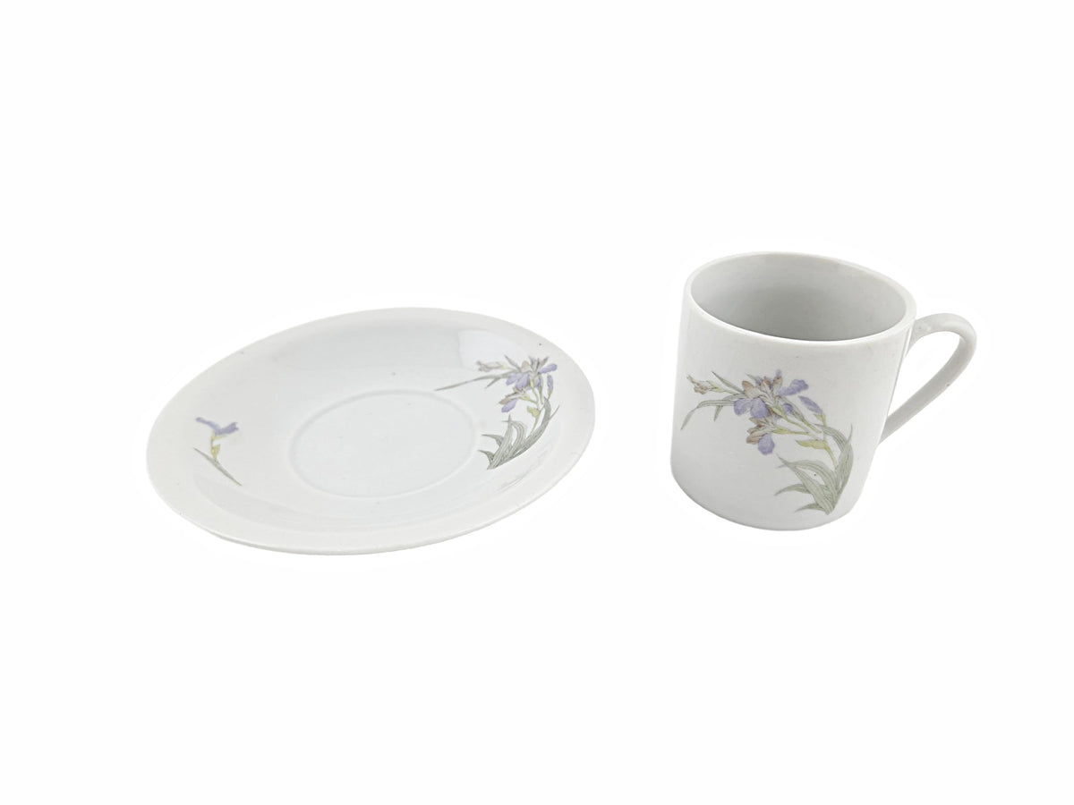 White Purple Floral Porcelain Coffee Cup and Saucer Set 12 Piece G901