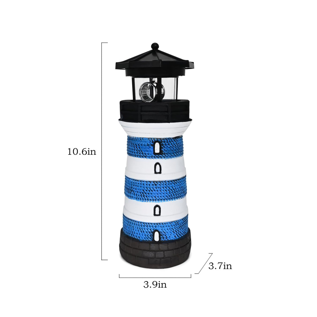Solar Lighthouse Rotating Beacon Led Yard Statue F53236