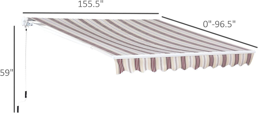 Red Manual Retractable Patio Awning with Canopy V92931