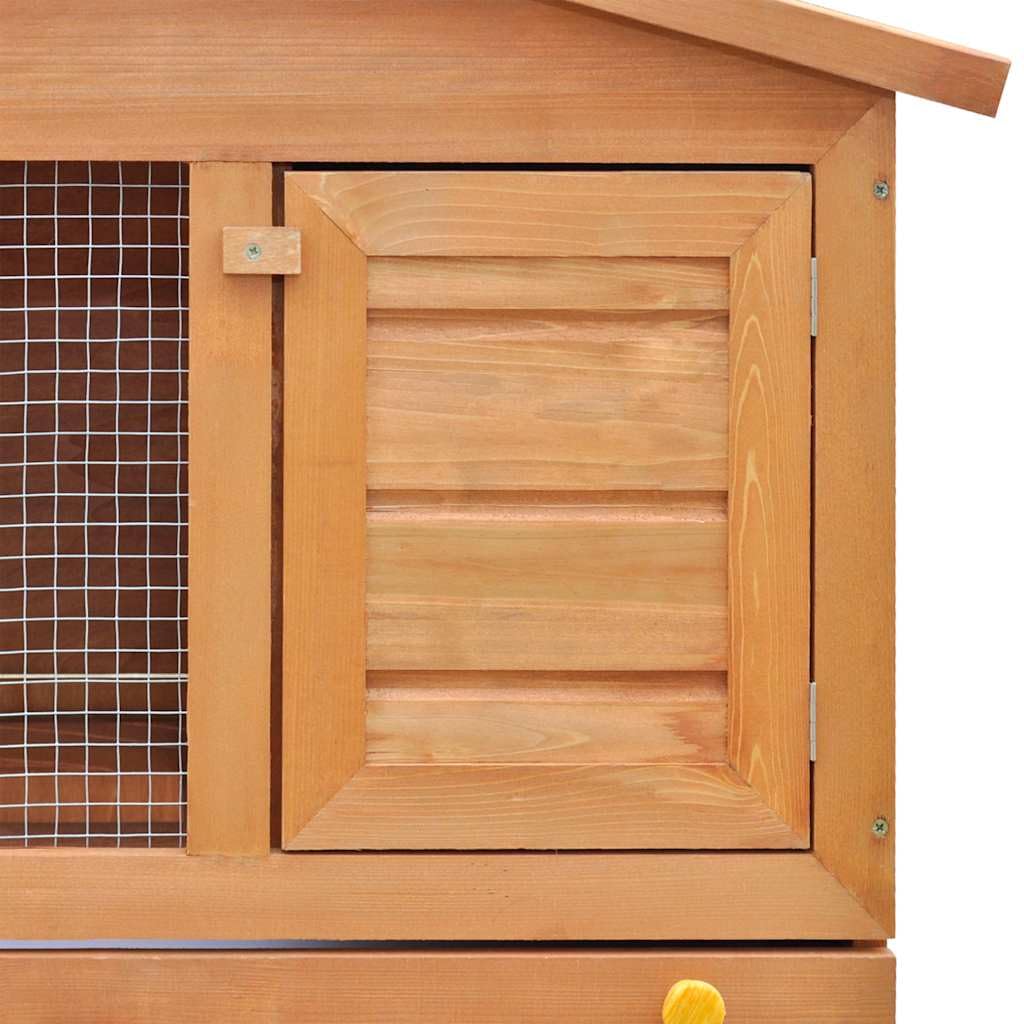 2-Tier Outdoor Rabbit Hutch with Wood Frame and Ramp U613490
