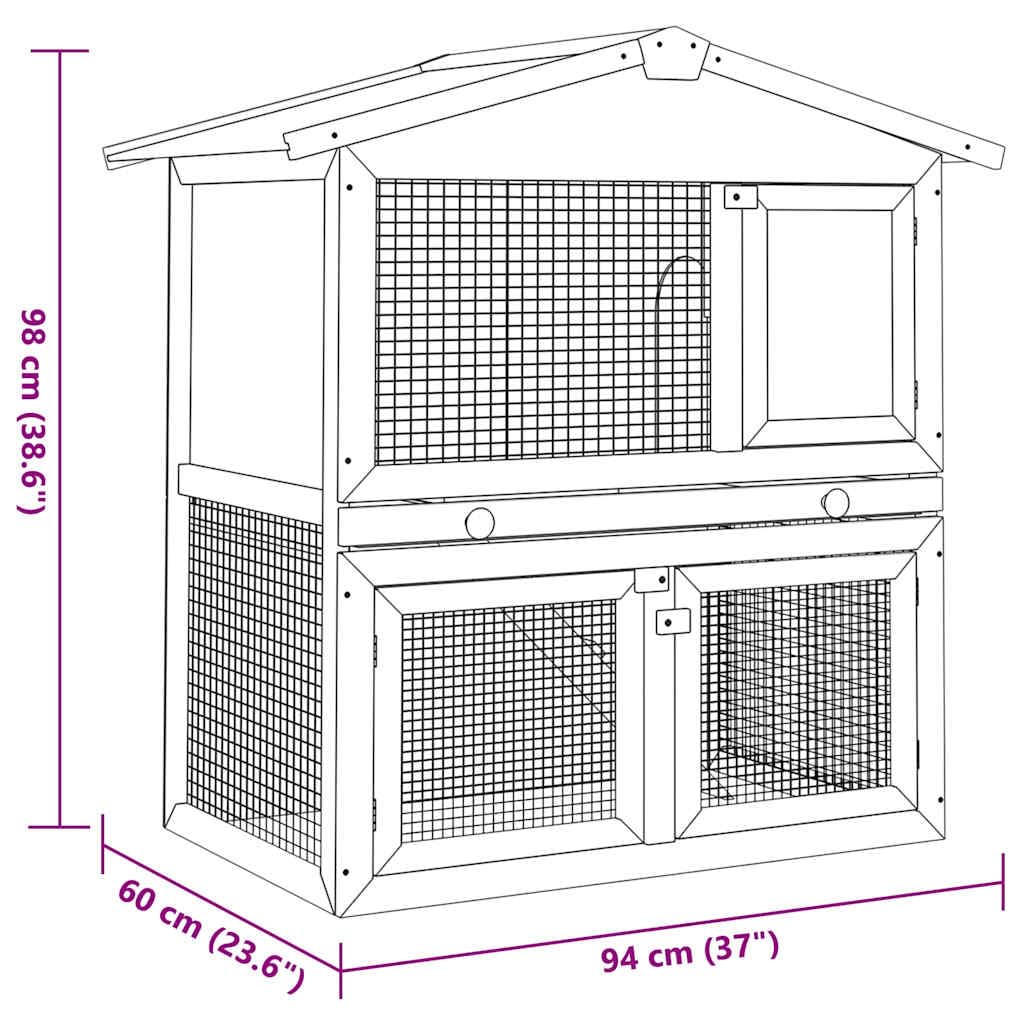 2-Tier Outdoor Rabbit Hutch with Wood Frame and Ramp U613490