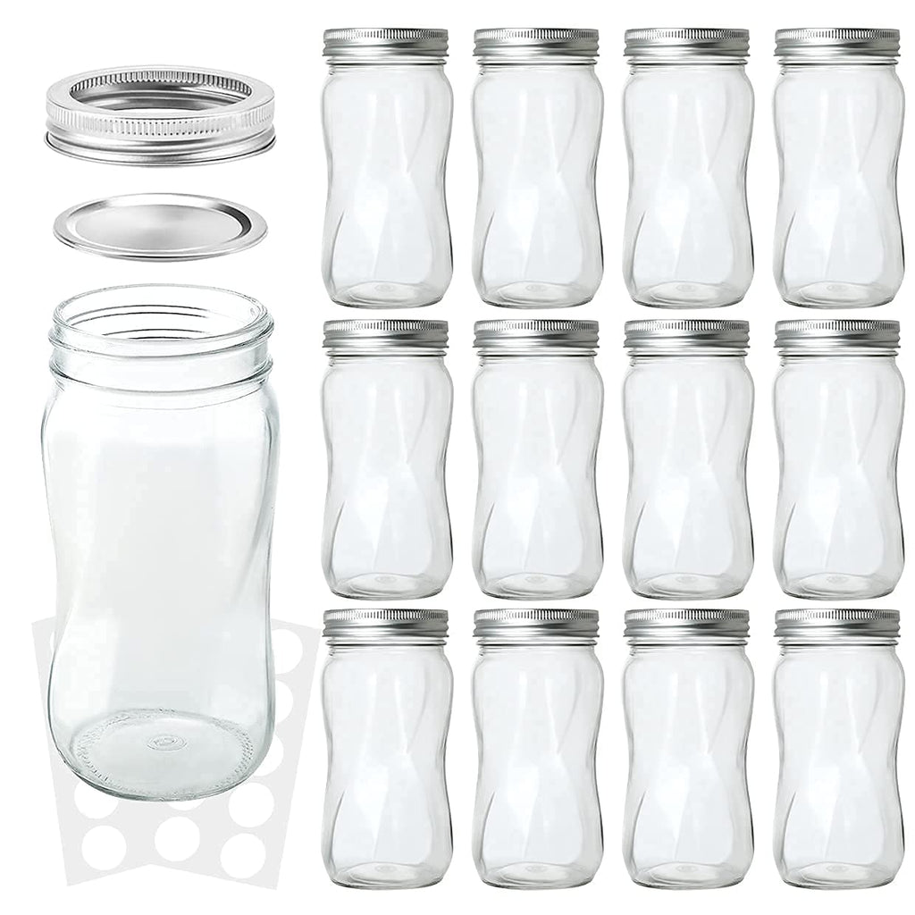 16oz Regular Mouth Mason Jars 12 Pack with Lids & Bands E680608