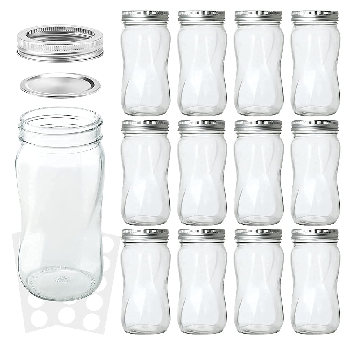 16oz Regular Mouth Mason Jars 12 Pack with Lids & Bands E680608