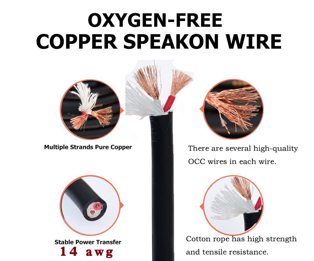 2Pcs 14 awg Speaker Cable with Twist Lock S729