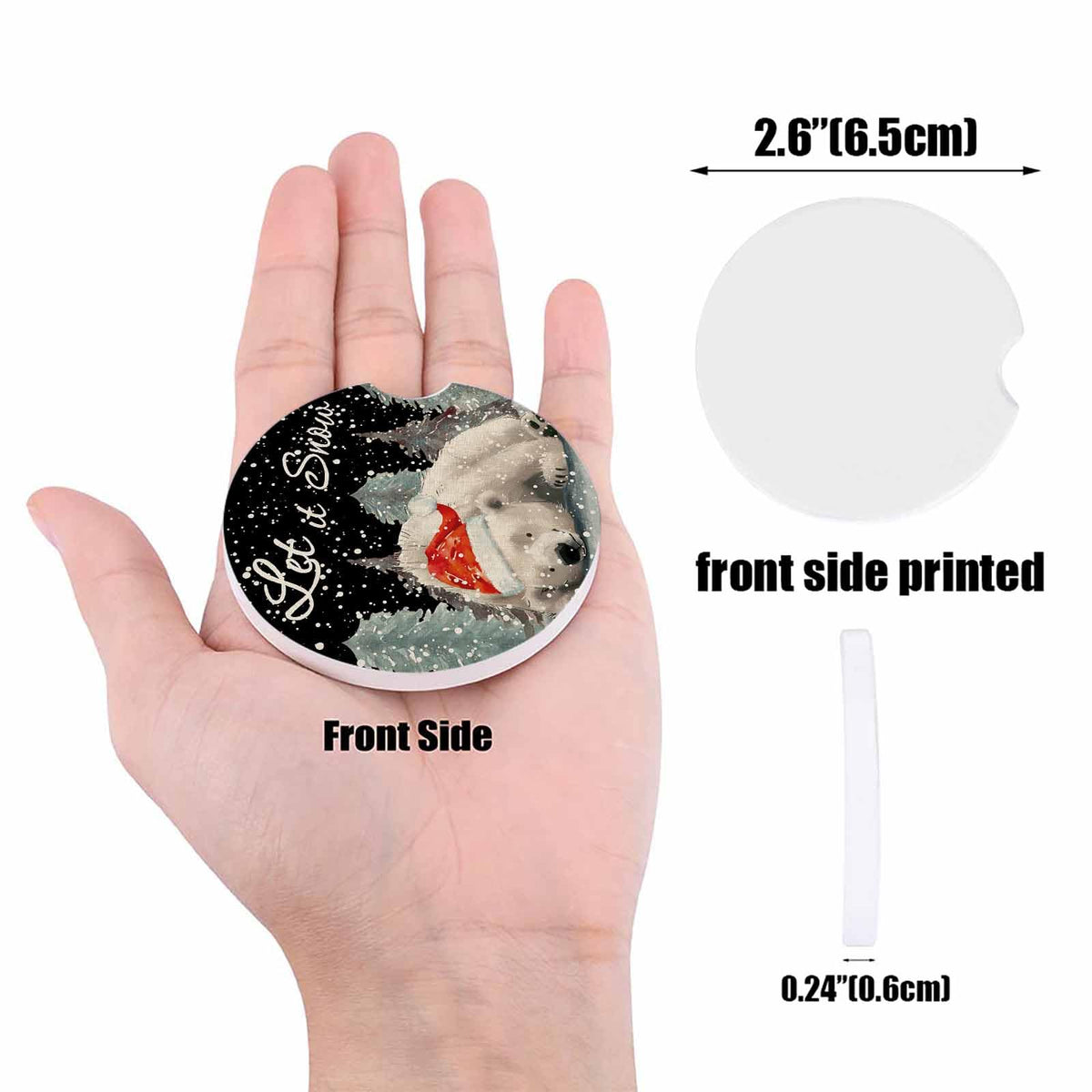 Black Ceramic Car Coasters 6 Piece Set L26105