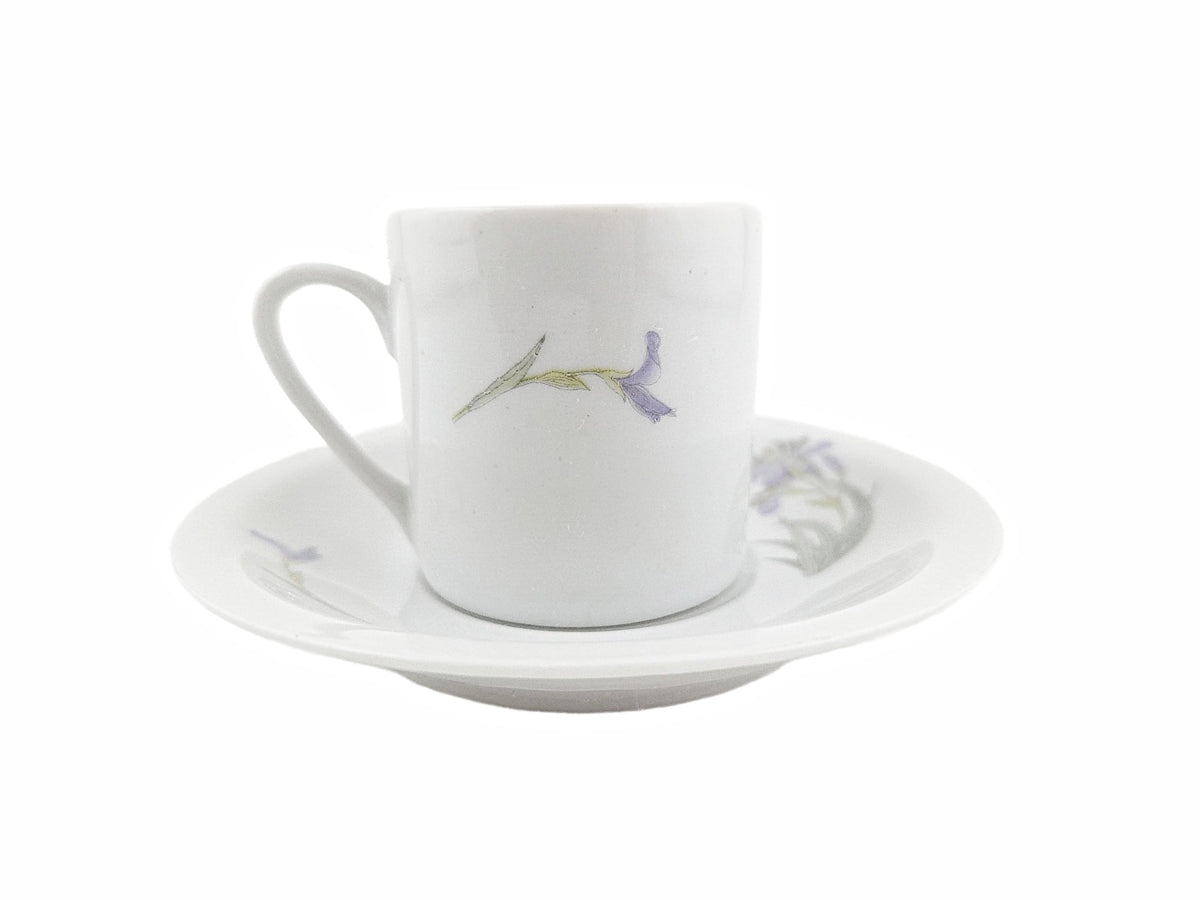 White Purple Floral Porcelain Coffee Cup and Saucer Set 12 Piece G901