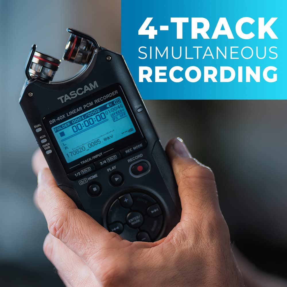4-Track Portable Handheld Field Recorder with 2 XLR/TRS Inputs C96279