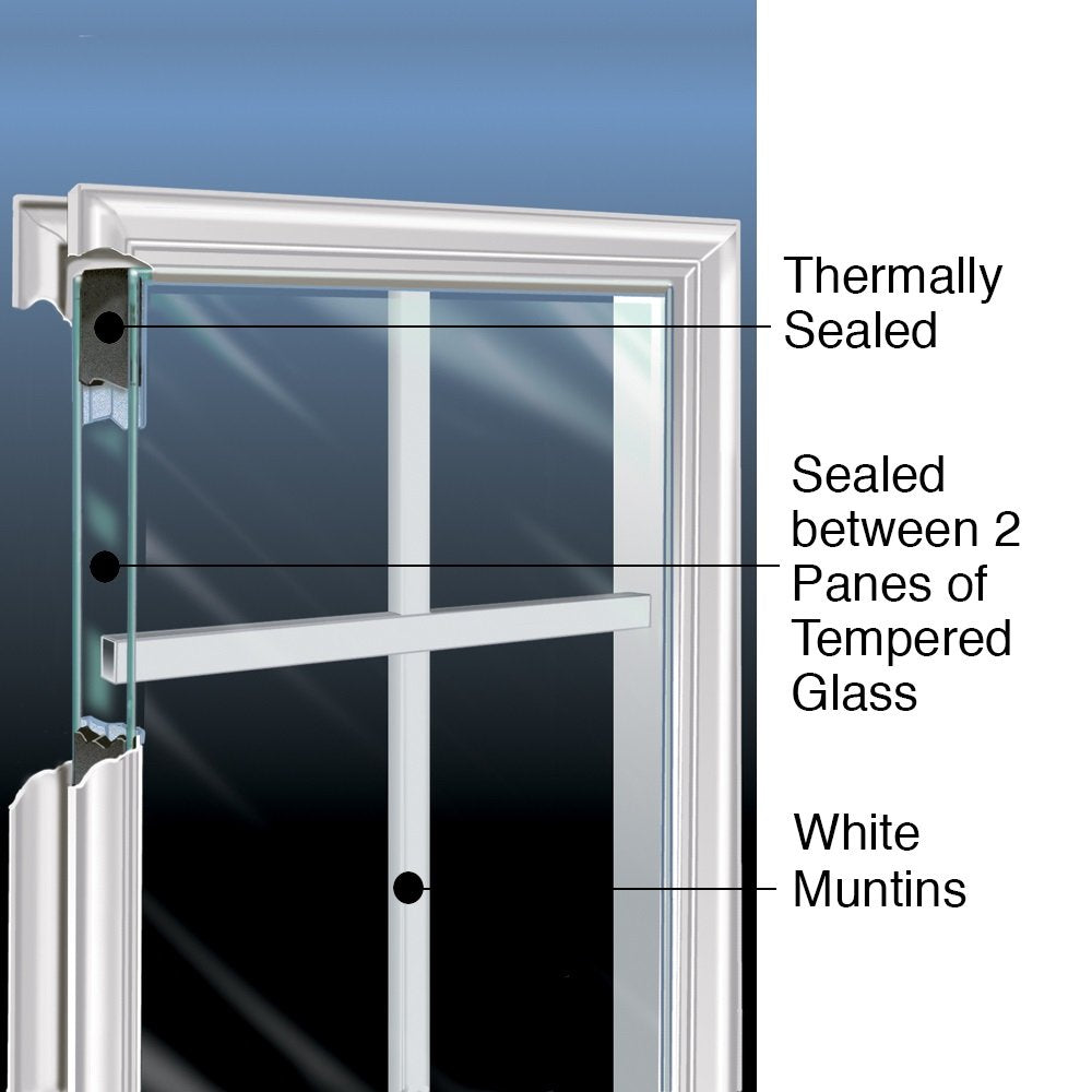Primed Fiberglass 1/2 Lite 2-Panel Prehung Entry Door 36" x 80" C600