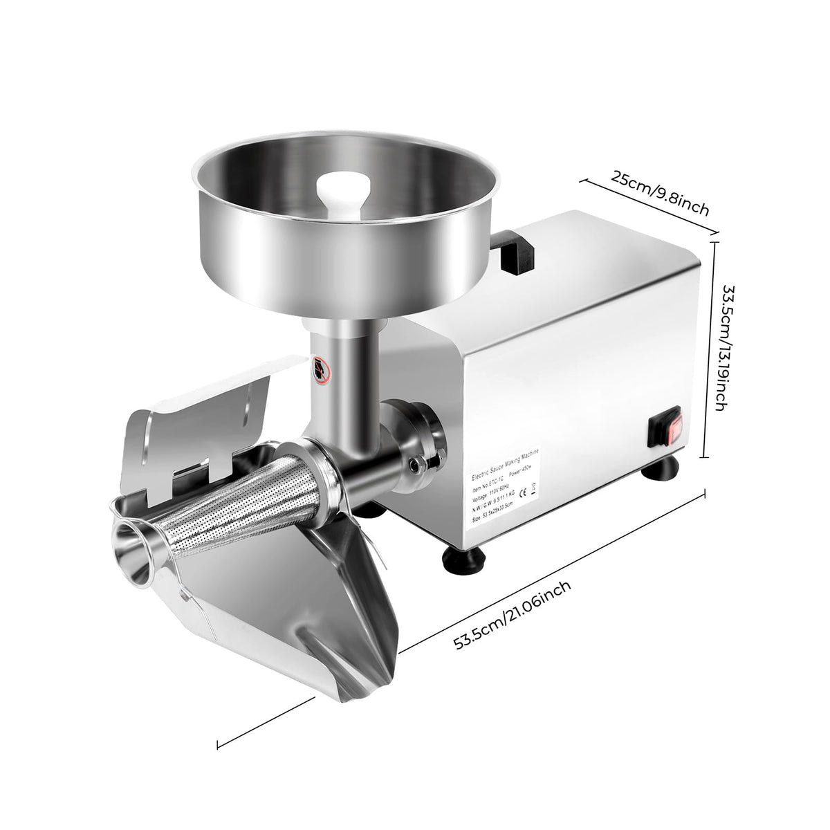 110V 450W Stainless Steel Electric Tomato Strainer X63420