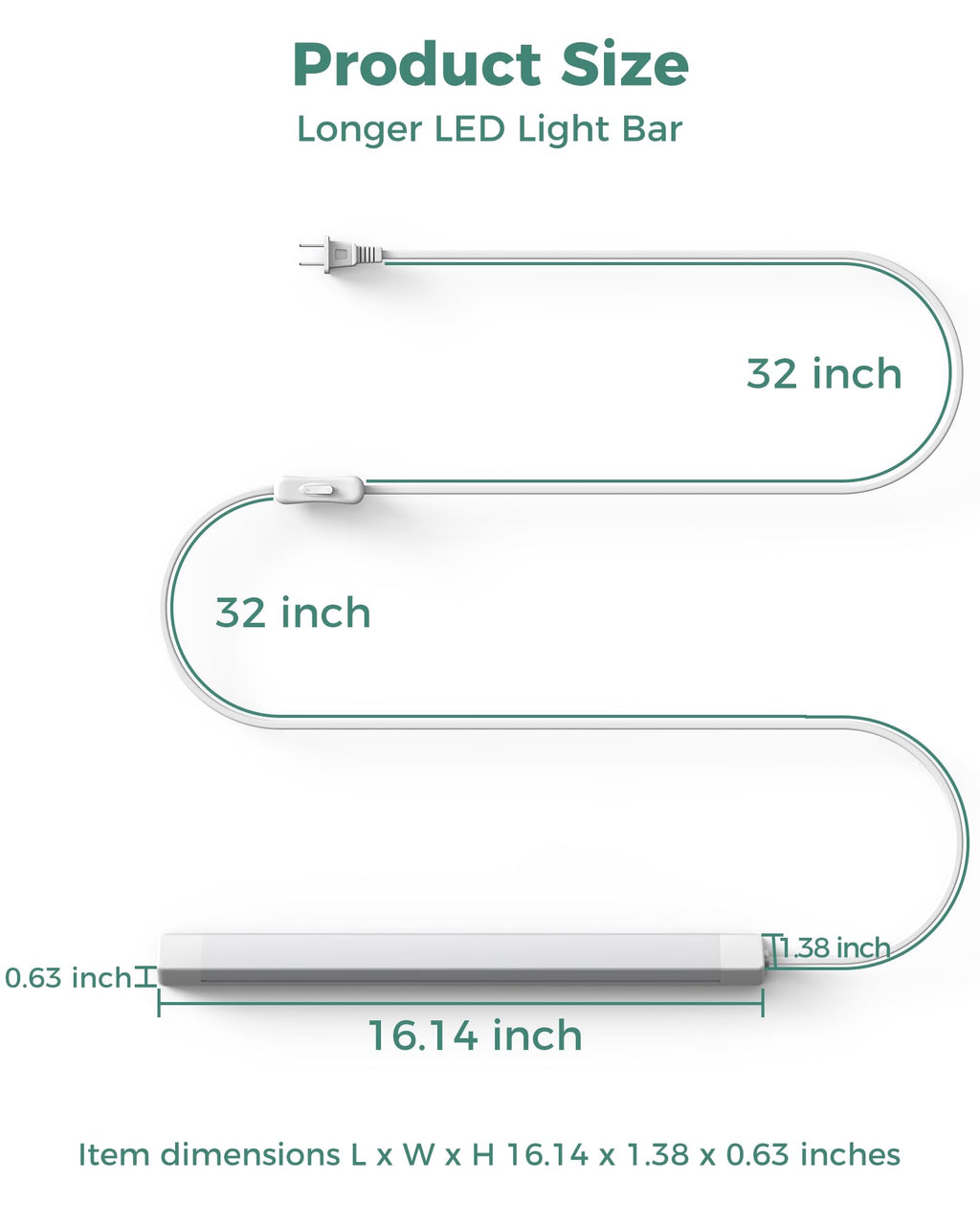 16" Under Cabinet LED Lights Plug in Workbench Light 700LM 2700K S4140