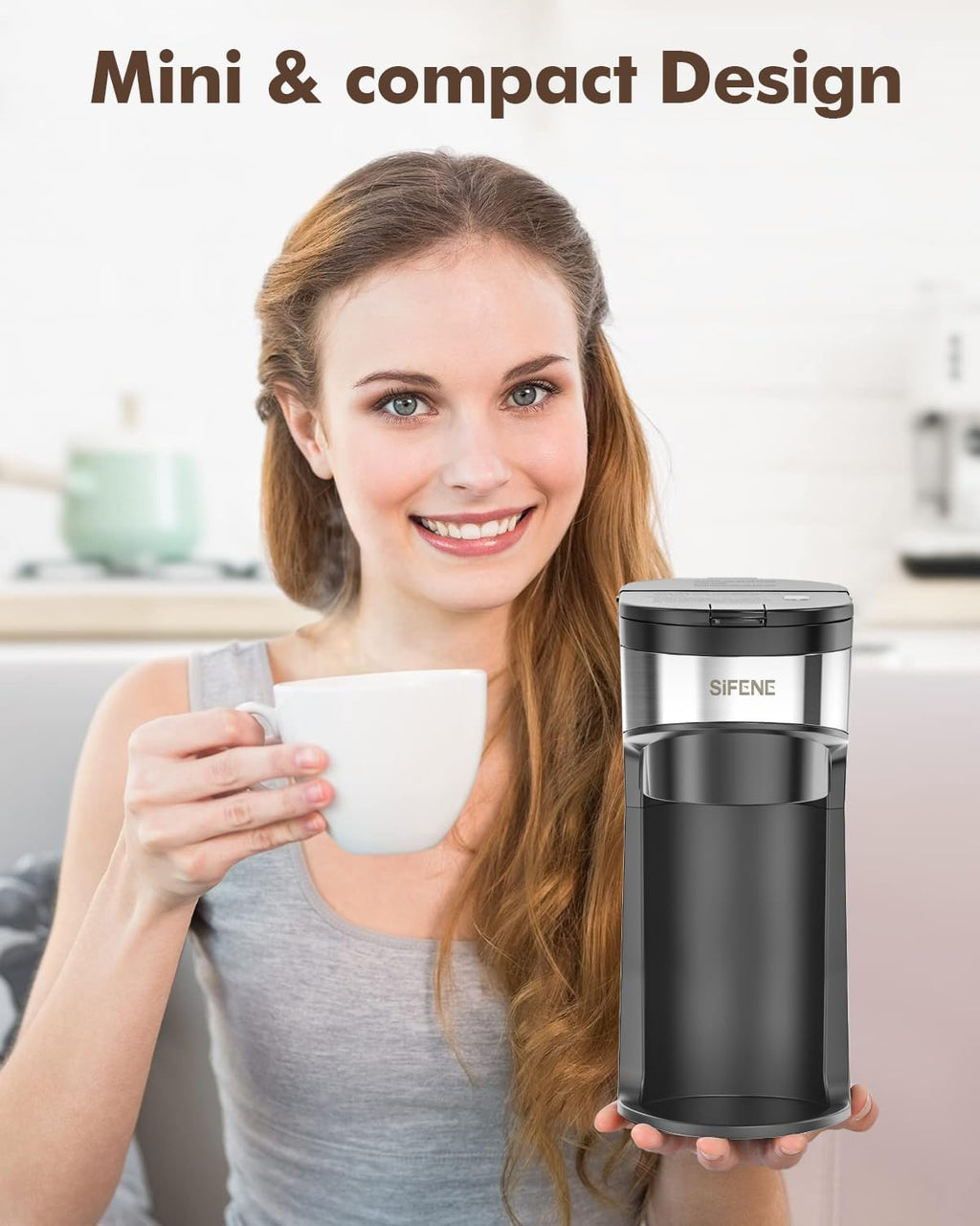 Single Serve Coffee Maker, K-Cup & Ground, Mini, BPA Free, Black T271139