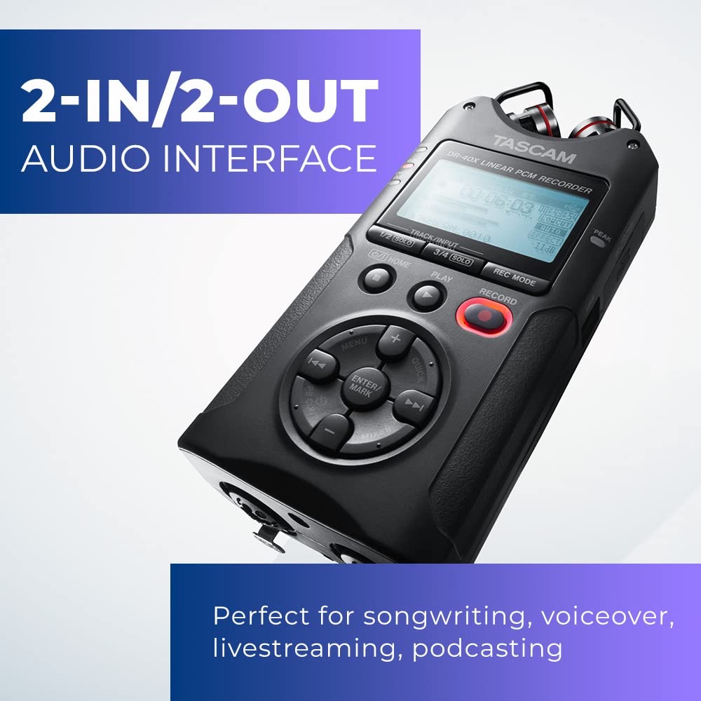 4-Track Portable Handheld Field Recorder with 2 XLR/TRS Inputs C96279