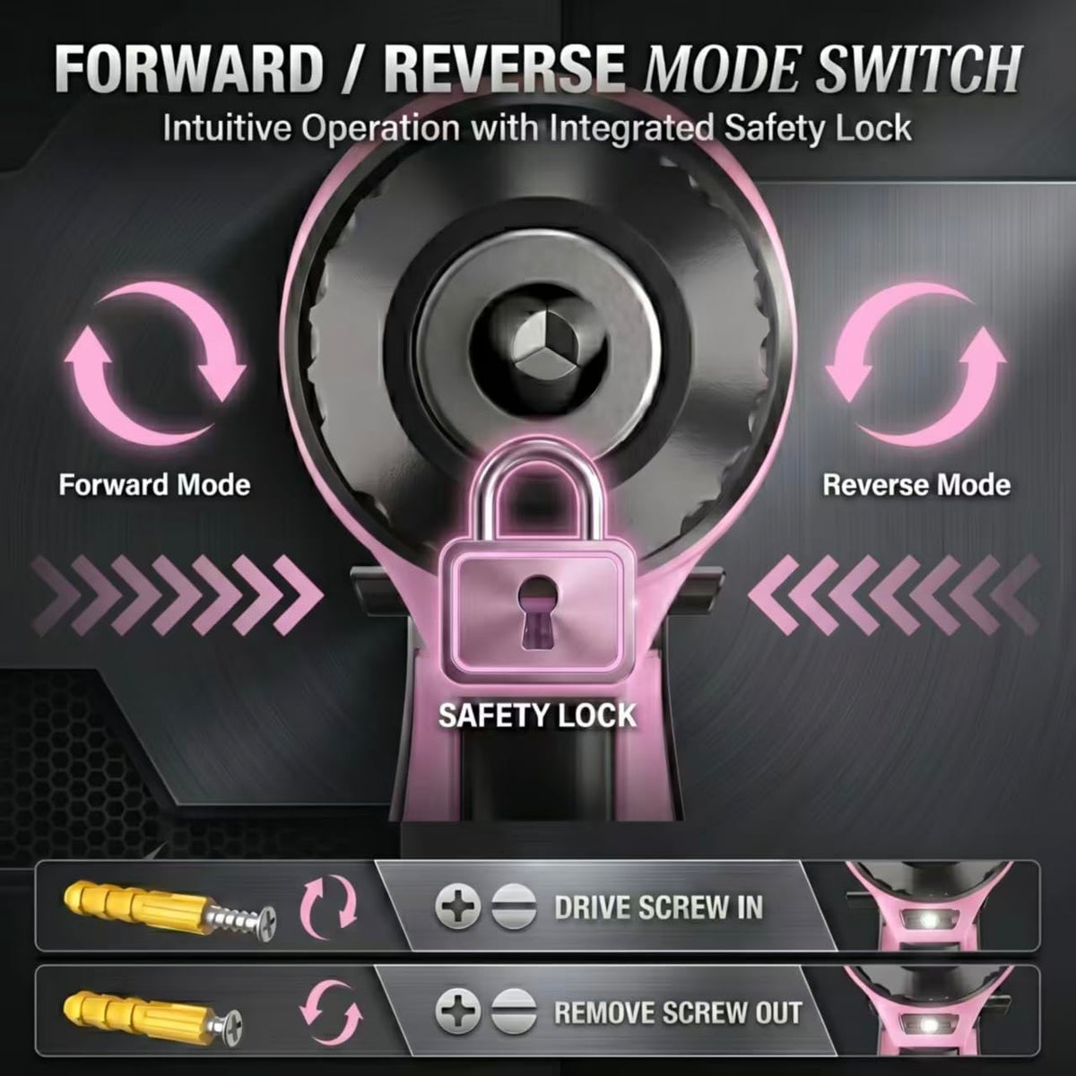 12V Cordless Drill Set with Battery & Charger, 180 In-lbs Torque, 3/8" Keyless Chuck, Pink Y20678