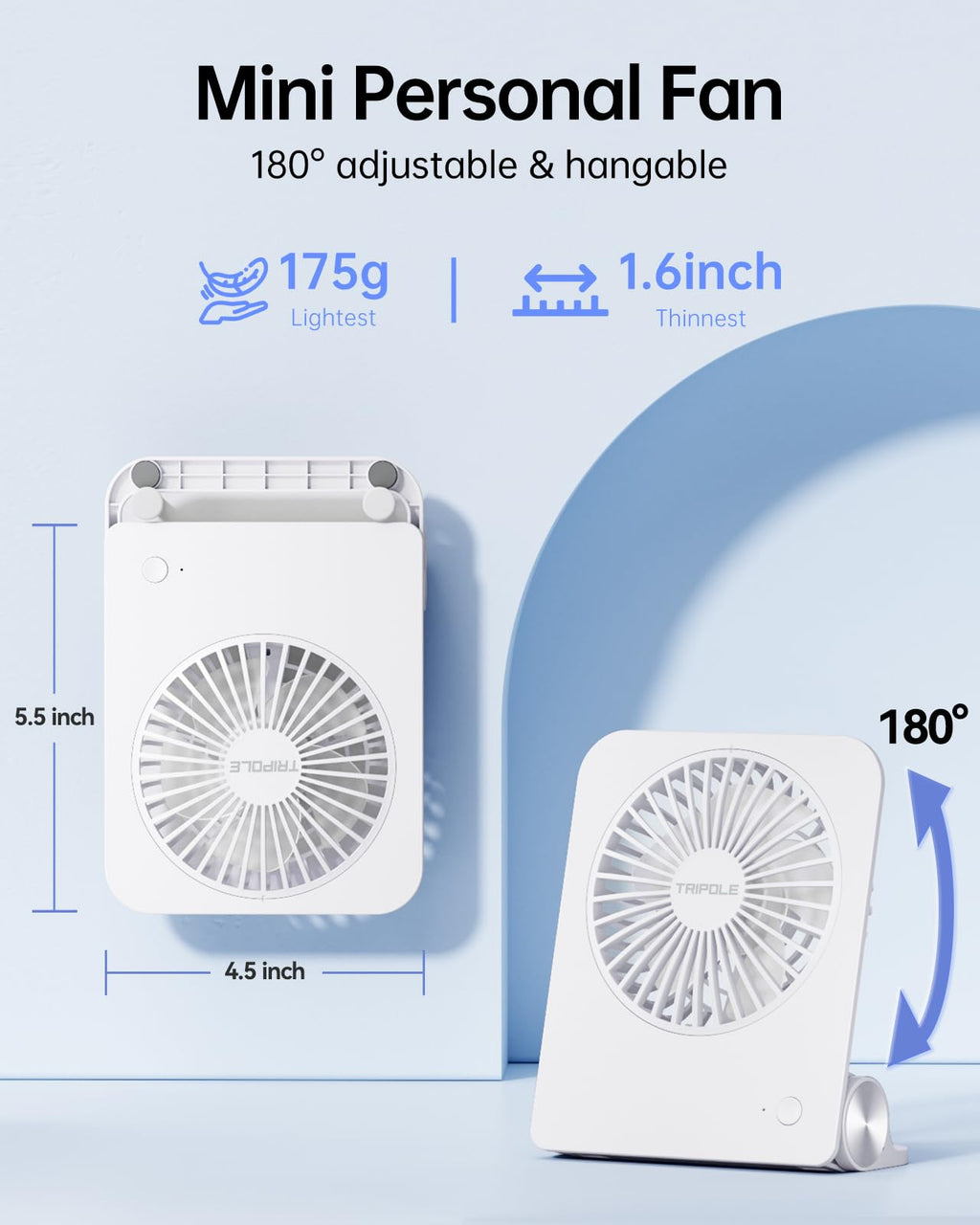 Small Portable Desk Fan 2000 mAh Rechargeable Battery 4.5 Inch F128