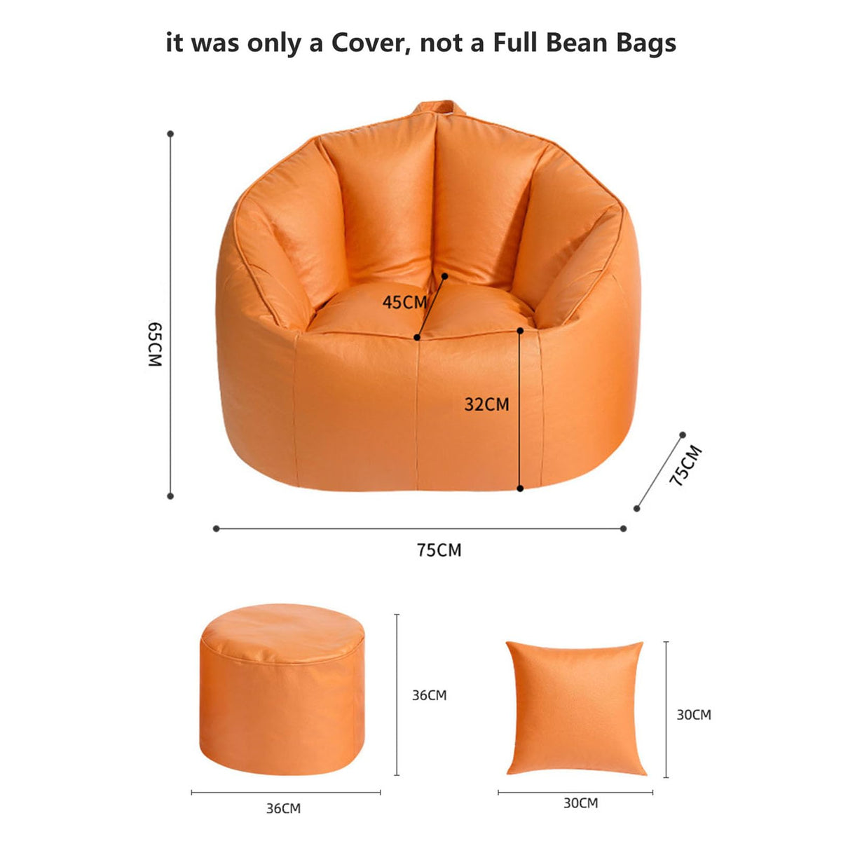 Yellow Bean Bag Chair Cover A655