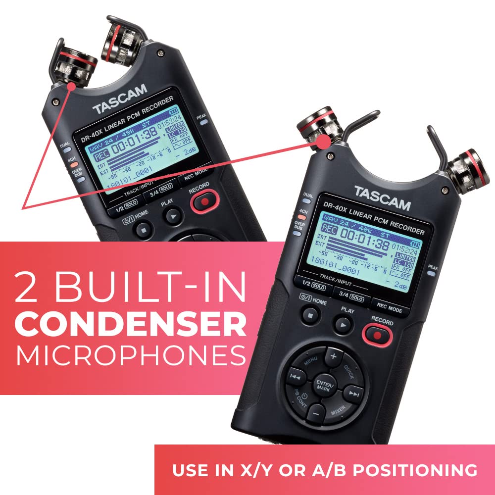 4-Track Portable Handheld Field Recorder with 2 XLR/TRS Inputs C96279