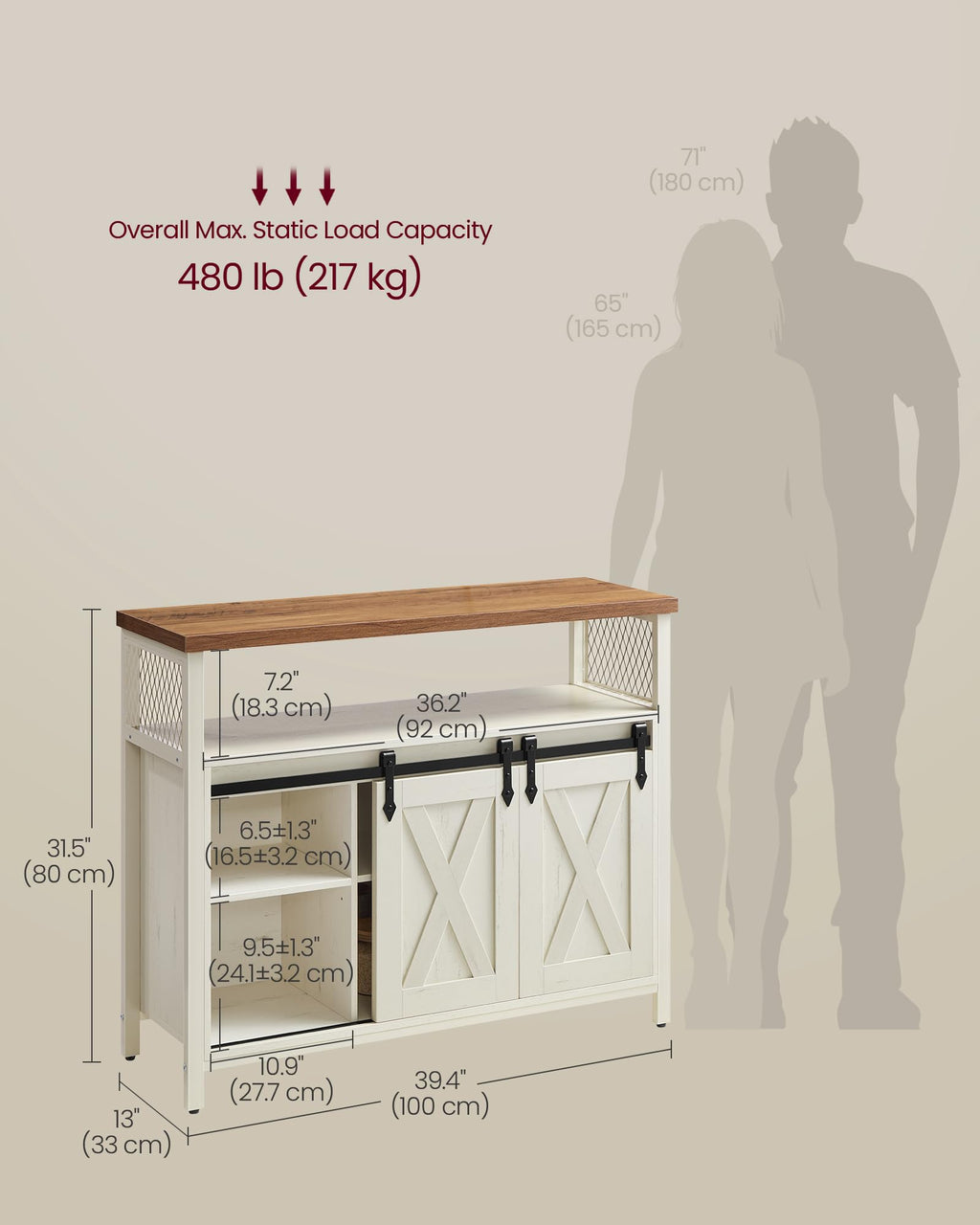 Buffet Cabinet with 2 Sliding Barn Doors F7592