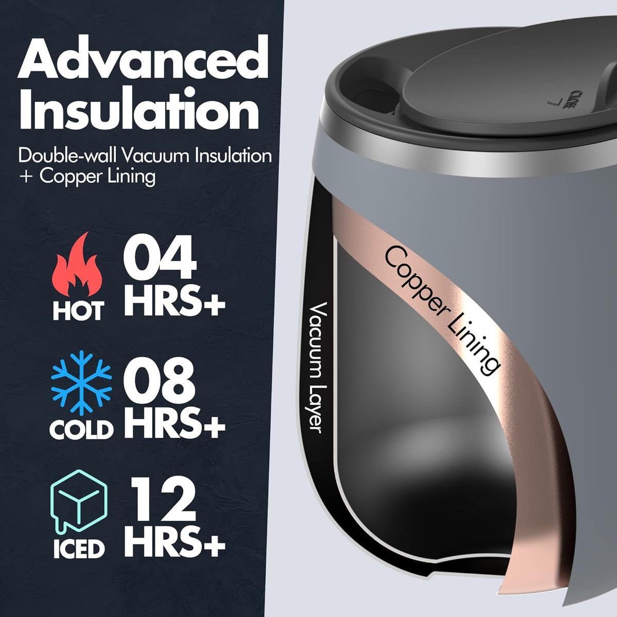 16 oz Insulated Stainless Steel Tumbler 2-Pack with Handle & Sliding Lid J120784