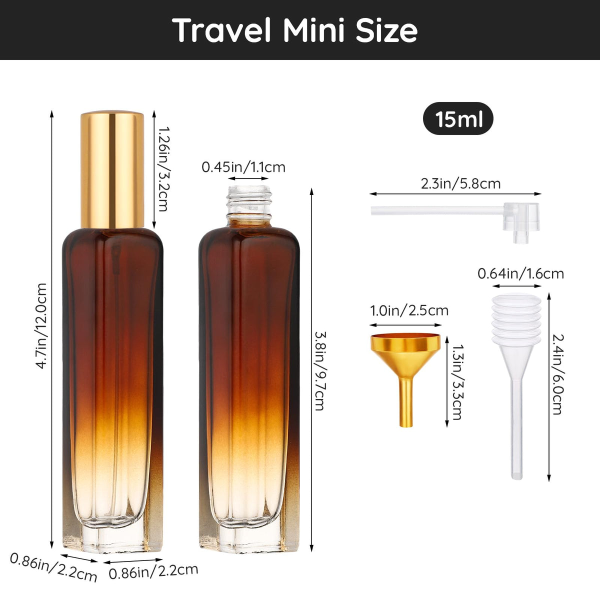 0.5oz 2pcs Empty Glass Perfume Atomizer Spray Bottles S693754
