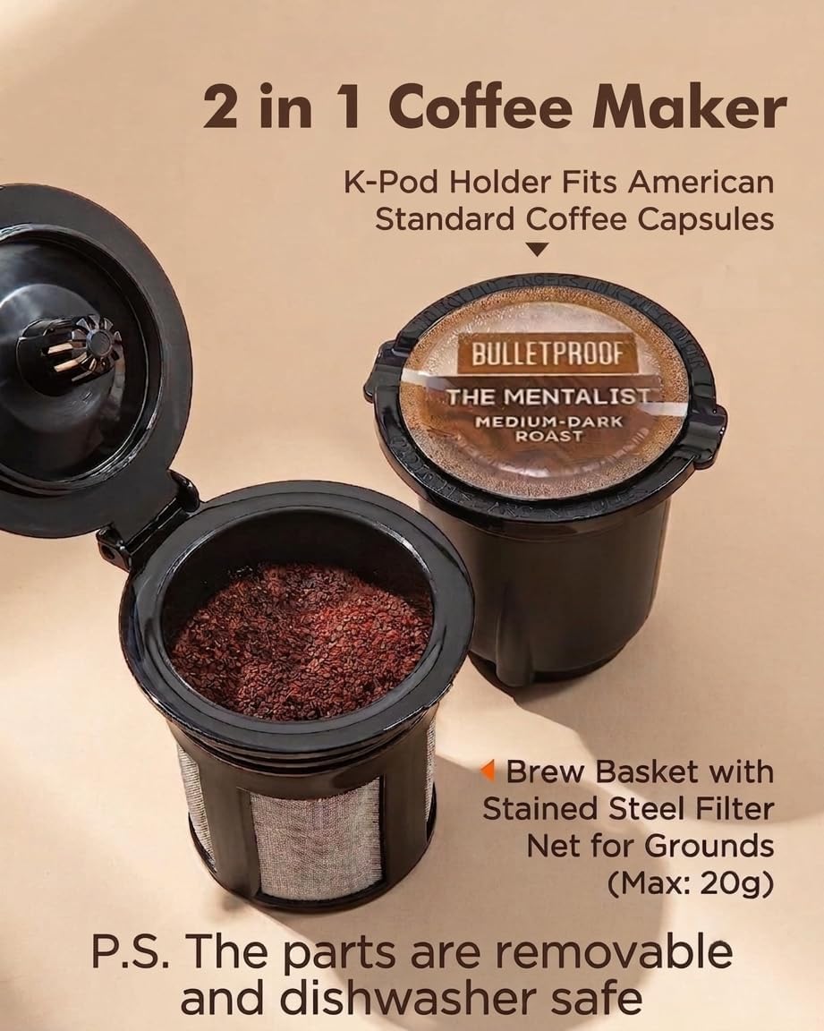 Single Serve Coffee Maker, K-Cup & Ground, Mini, BPA Free, Black T271139