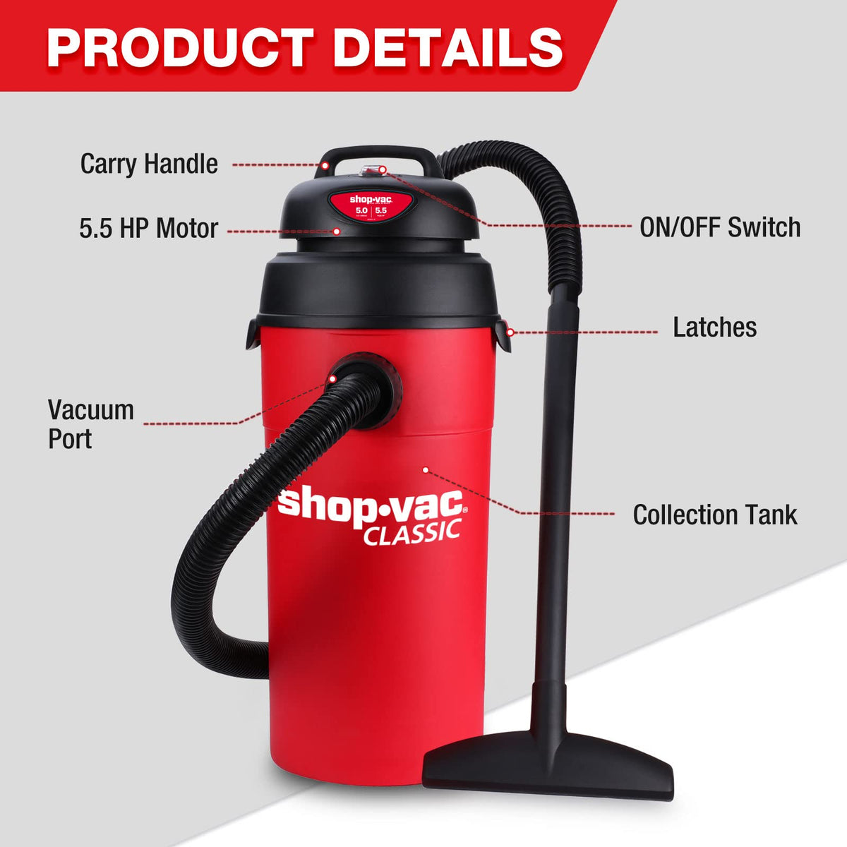 5 Gal 5.5 HP Wet/Dry Vacuum Z691