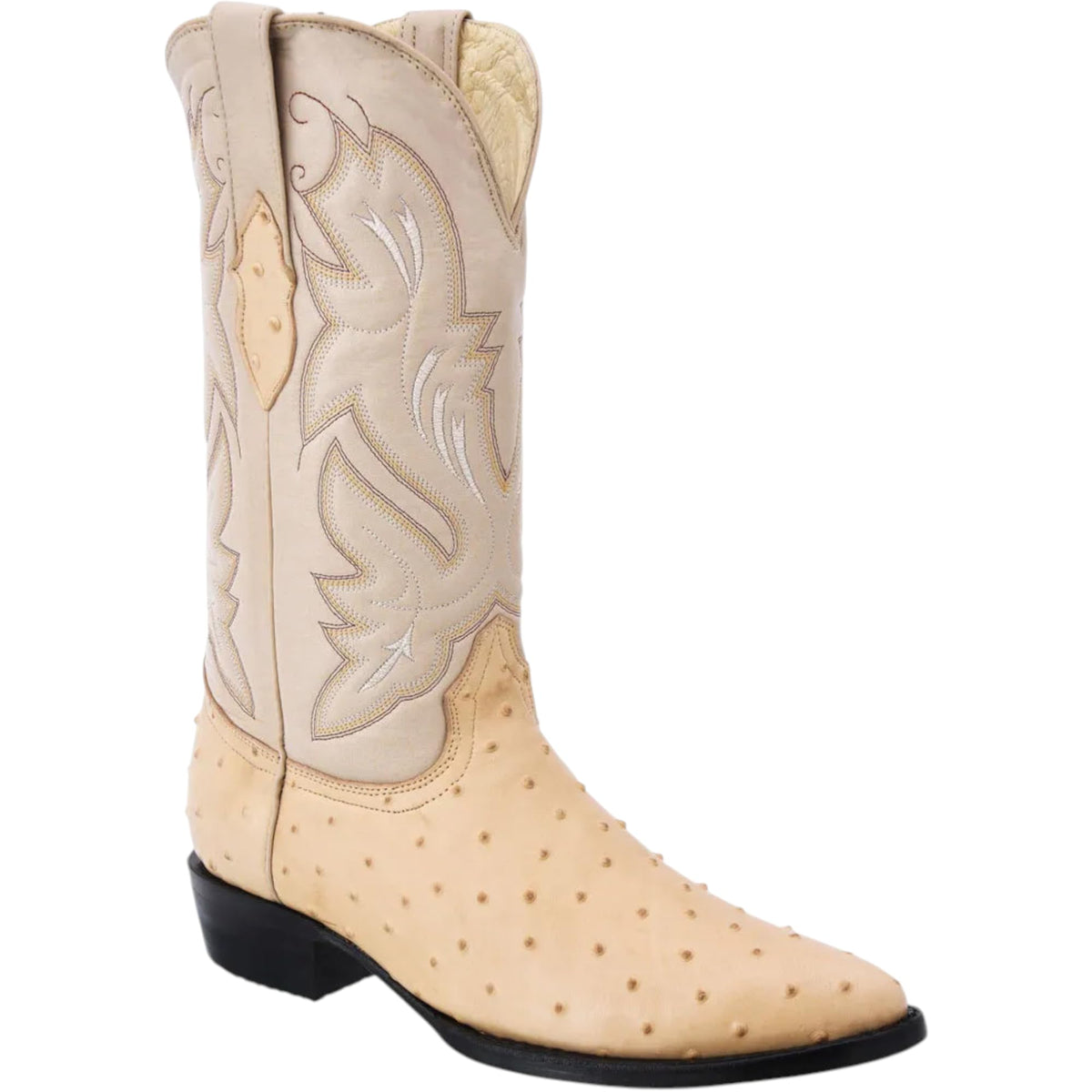 Tan Ostrich Print Leather Western Cowboy Boots B800