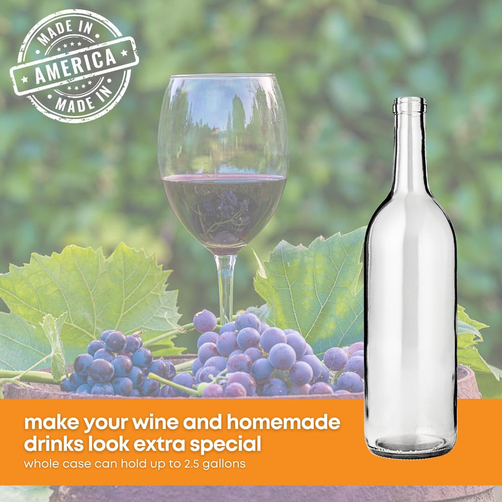 750ml Clear Glass Wine Bottles 12-Bottle Case Q3011