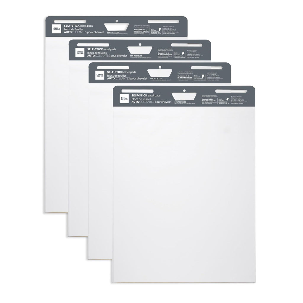 Self-Stick Easel Pads, 25" x 30", 30 Sheets, White, Pack Of 4 J151