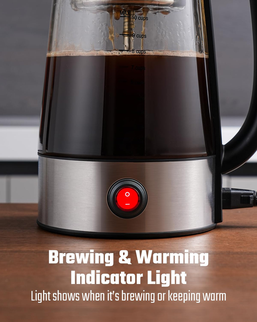10-Cup Electric Percolator Coffee Pot with Borosilicate Carafe O49371