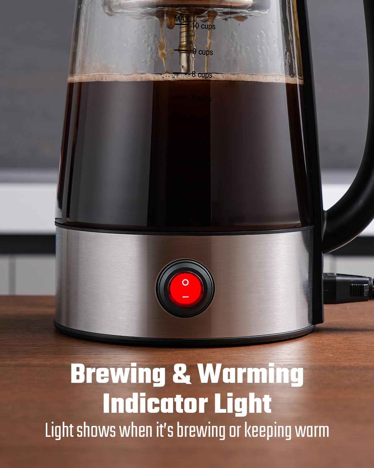 10-Cup Electric Percolator Coffee Pot with Borosilicate Carafe O49371