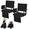 2 Pcs Black Folding Stadium Seat Cushion with Back Support I798