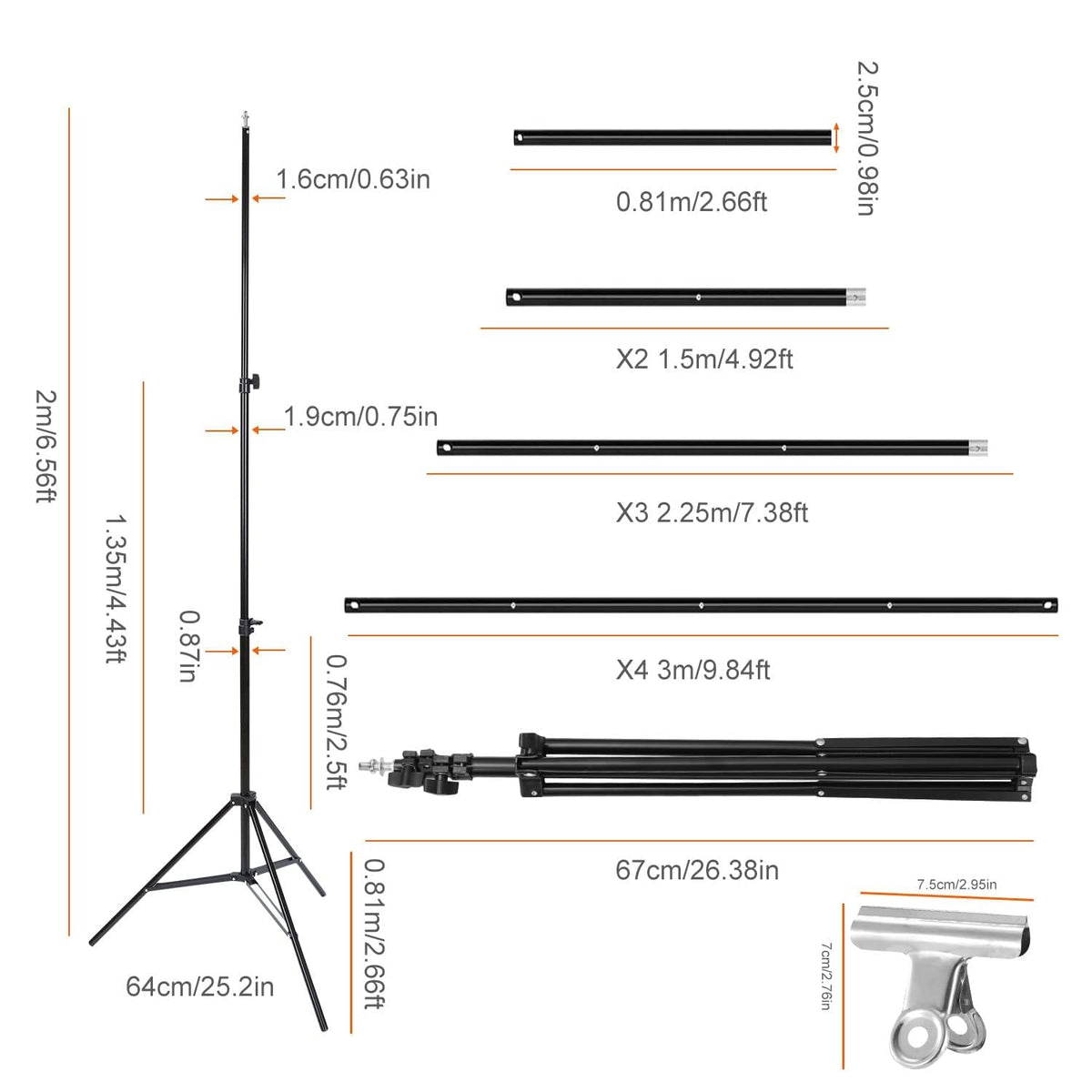 10Ft Wide Backdrop Stand Kit C28440