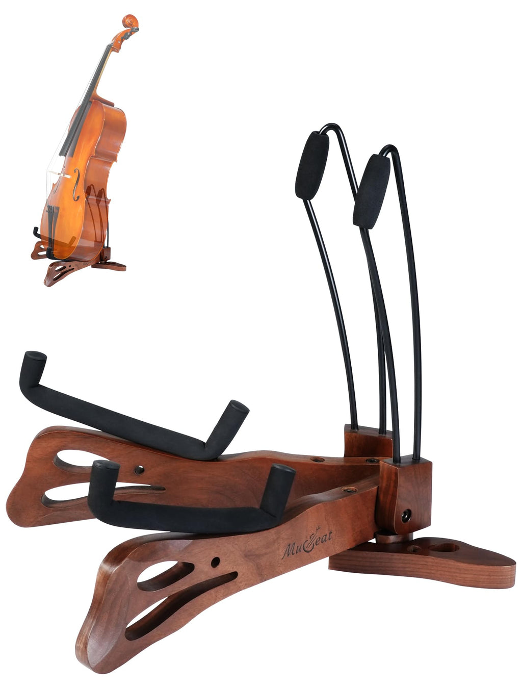 Walnut Cello Stand with Bow Holder T917