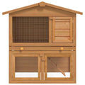 2-Tier Outdoor Rabbit Hutch with Wood Frame and Ramp U613490