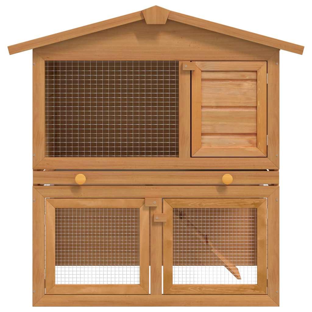 2-Tier Outdoor Rabbit Hutch with Wood Frame and Ramp U613490