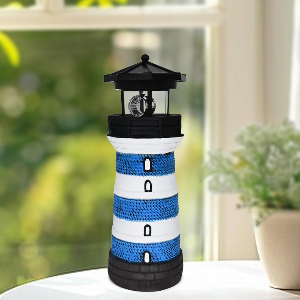 Solar Lighthouse Rotating Beacon Led Yard Statue F53236