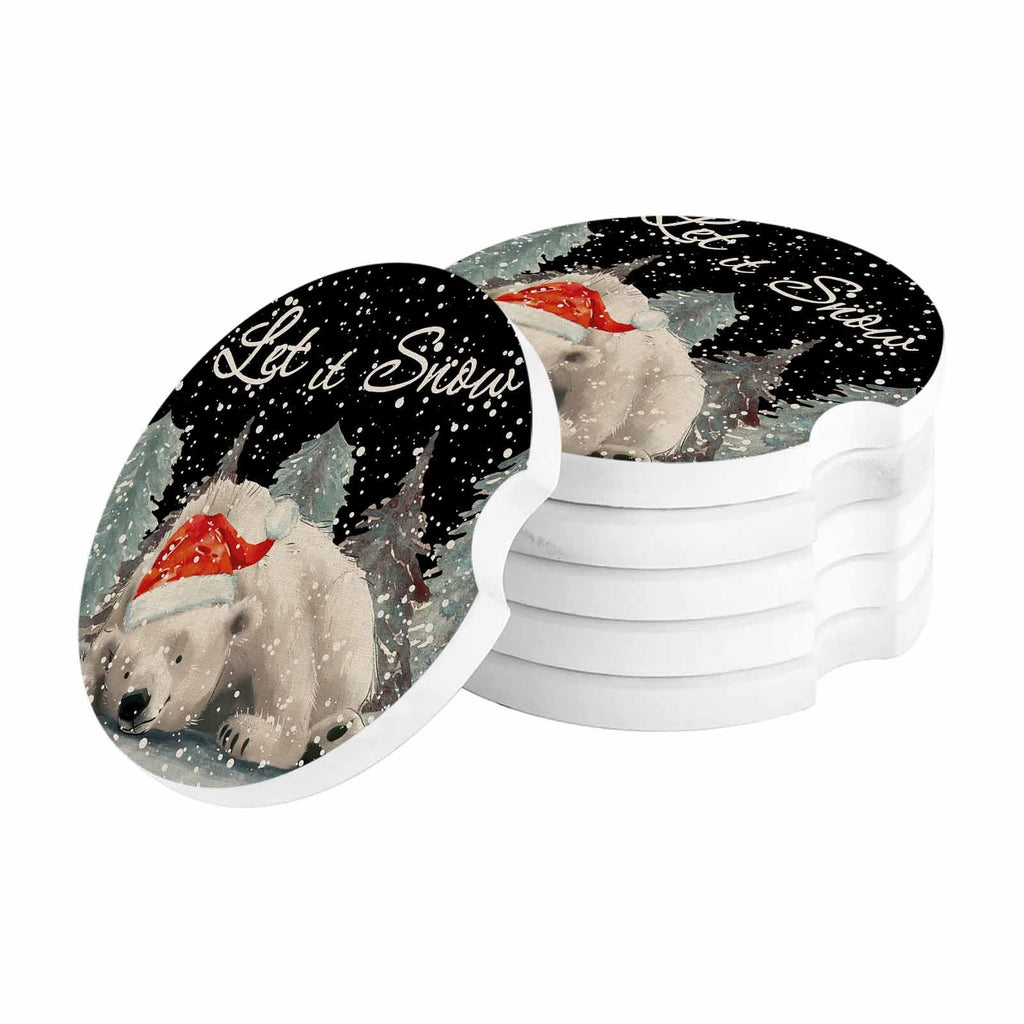 Black Ceramic Car Coasters 6 Piece Set L26105