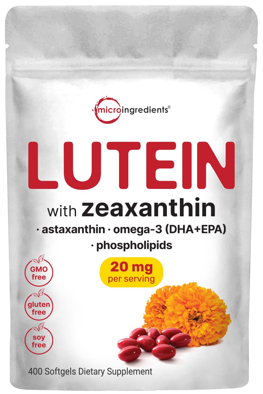 Lutein & Zeaxanthin 20mg Softgels, 400 Count V761570