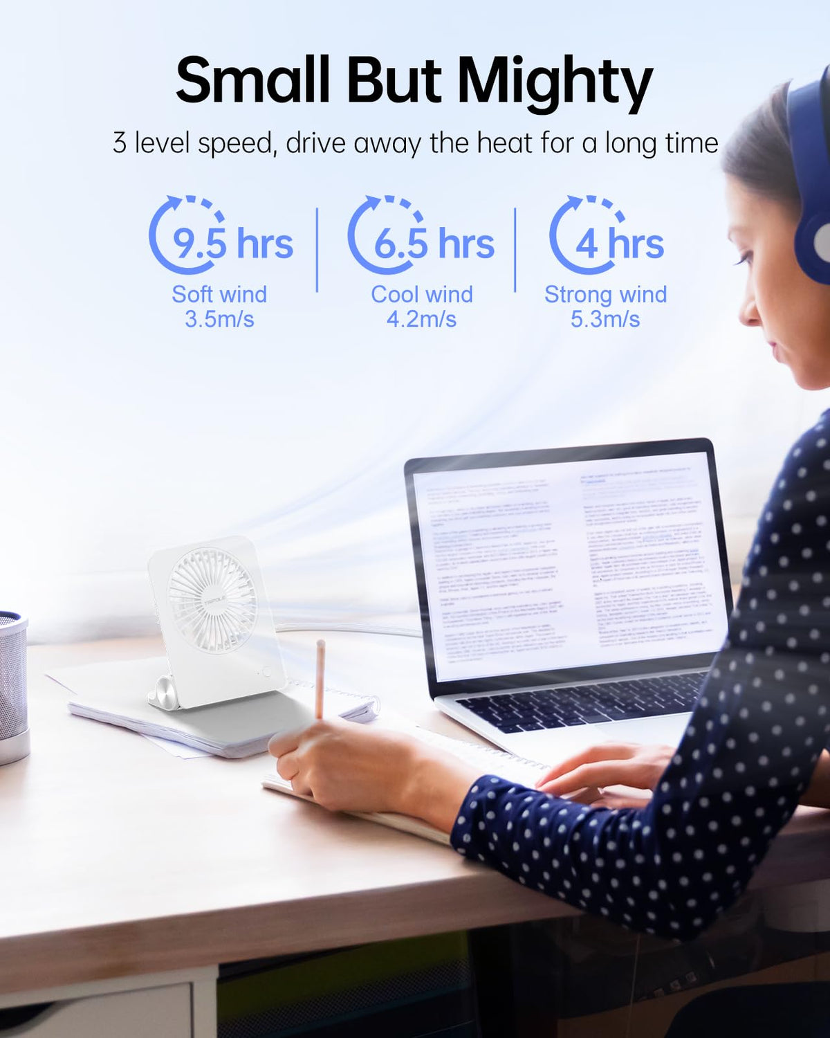 Small Portable Desk Fan 2000 mAh Rechargeable Battery 4.5 Inch F128