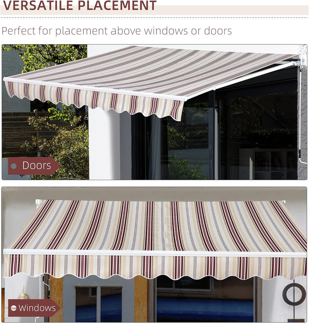 Red Manual Retractable Patio Awning with Canopy V92931